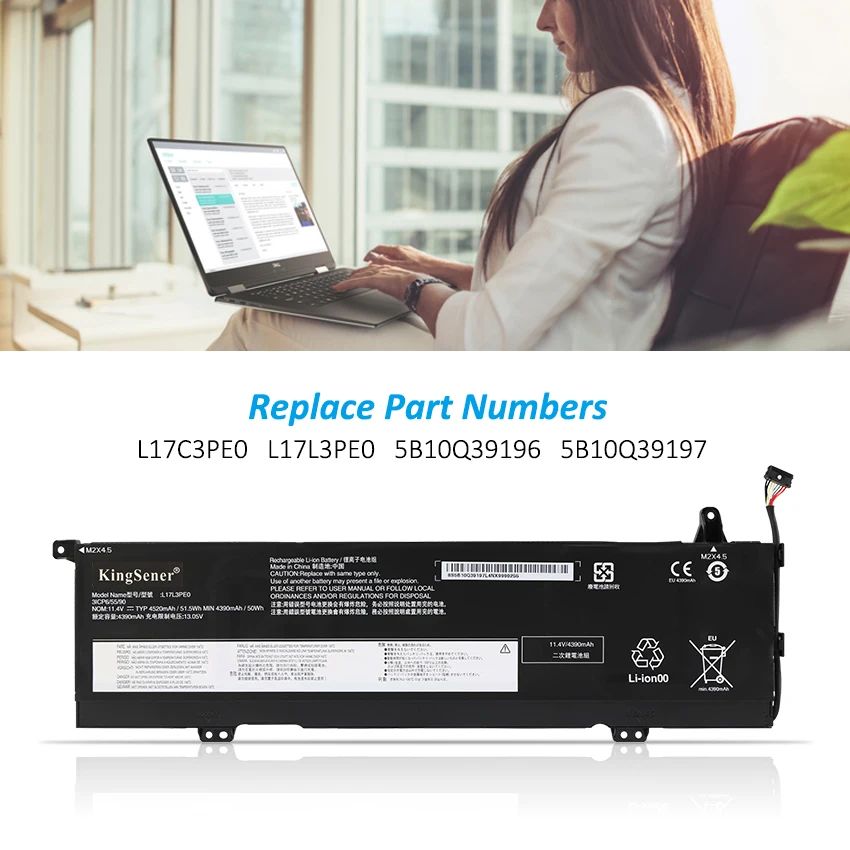 KingSener L17C3PE0 L17L3PE0 Laptop Battery For Lenovo Yoga 730-15IKB 730-15IWL 730-15IKB(81CU) 730-15IWL-81JS Series 4520mAh