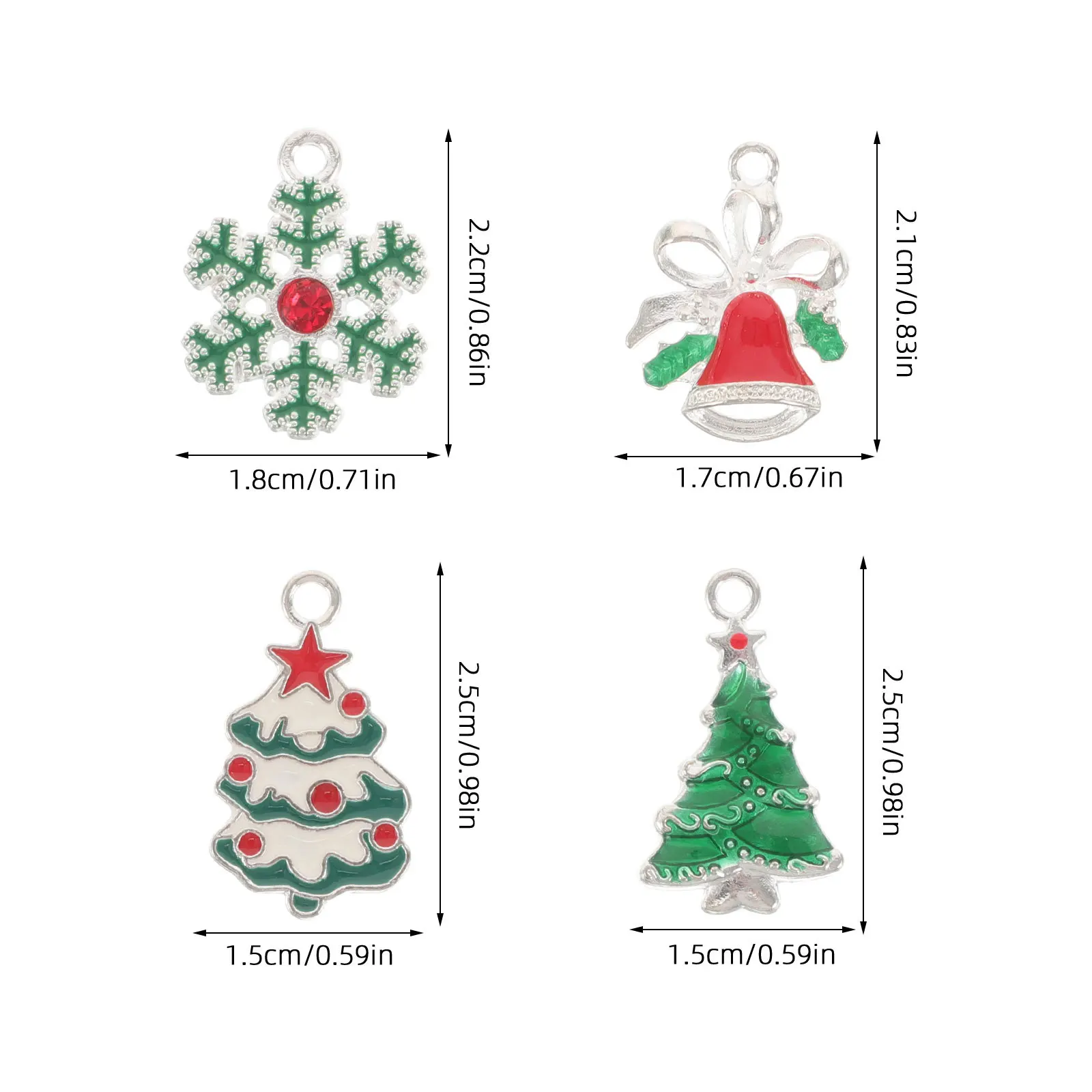 24Pcs Christmas Tree Charms Alloy Assorted Snowflake Bell Pendants DIY Jewelry Crafts Necklace Bracelet Supplies