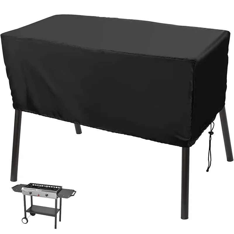 BBQ Grill Cover with Drawstring Closure Gas Grill Cover Polyester Dust and Weather Protection for Outdoor Camping Cooking TMZ