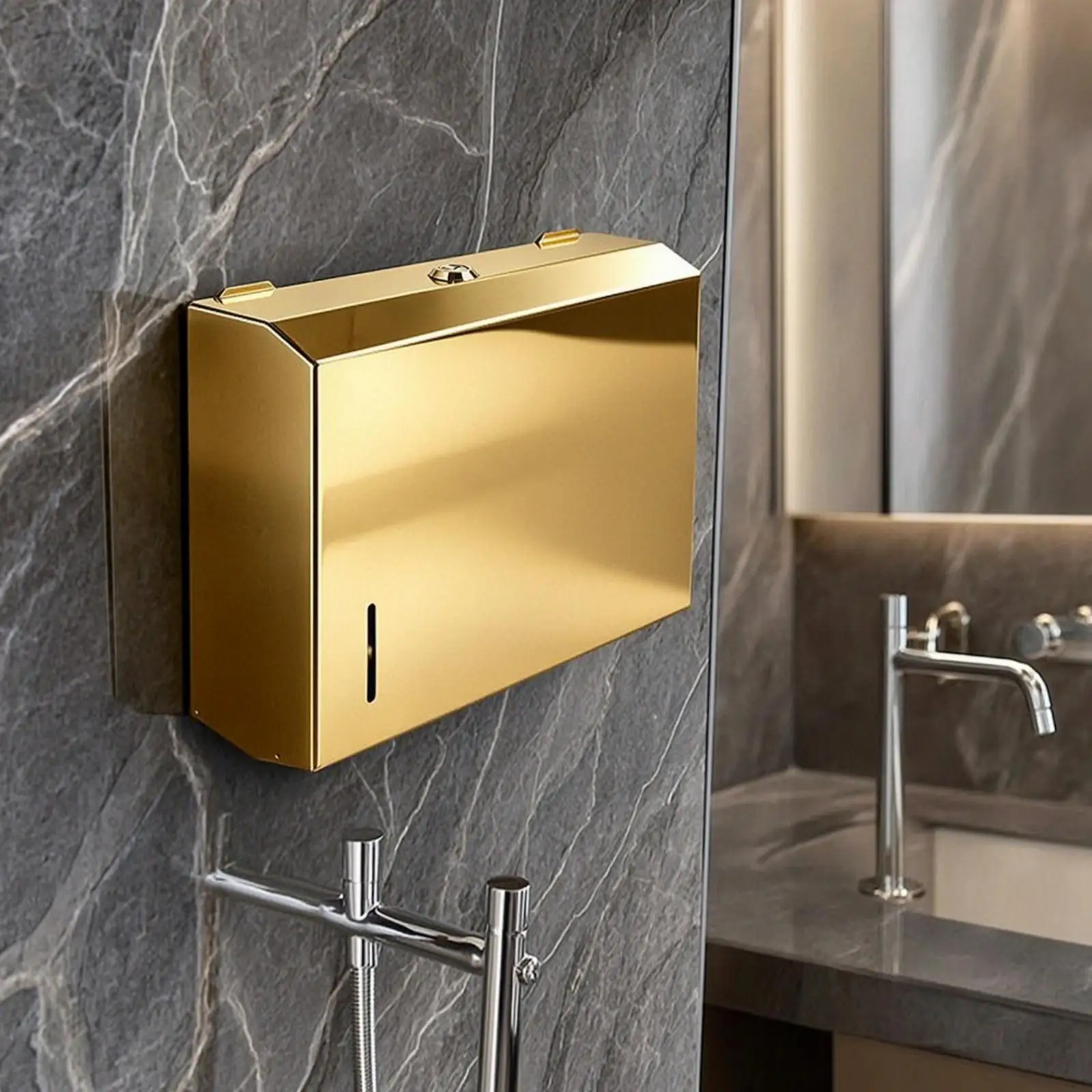 Space Saving Wall Mounted Stainless Paper Towels Dispenser Secure Metal Tissue Holder for High Traffic Restrooms