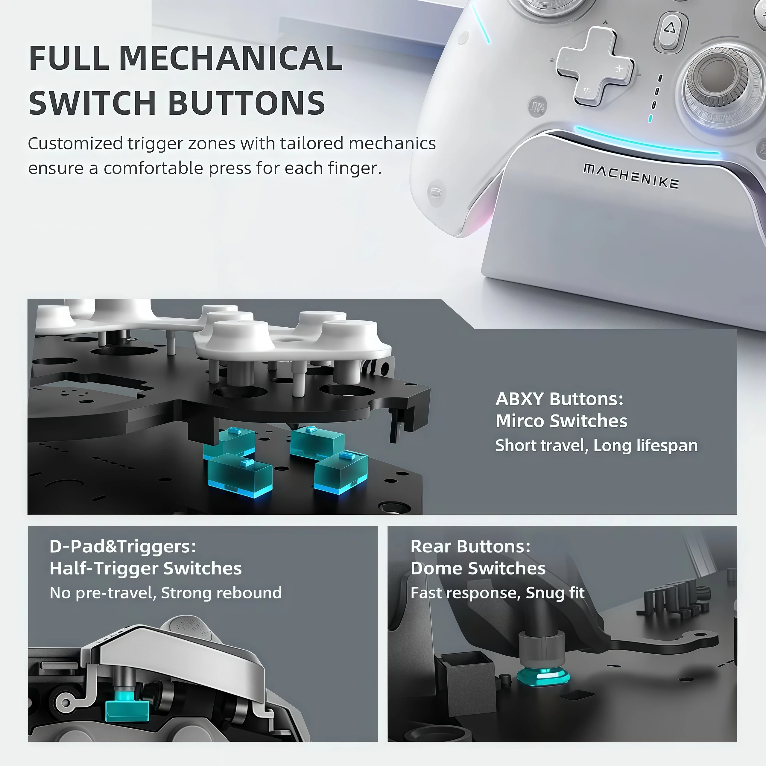 Machenike G5 Pro Max Gaming Controller With Charging Dock RGB Wireless Gamepad Hall Effect Joystick Trigger For Switch PC Phone