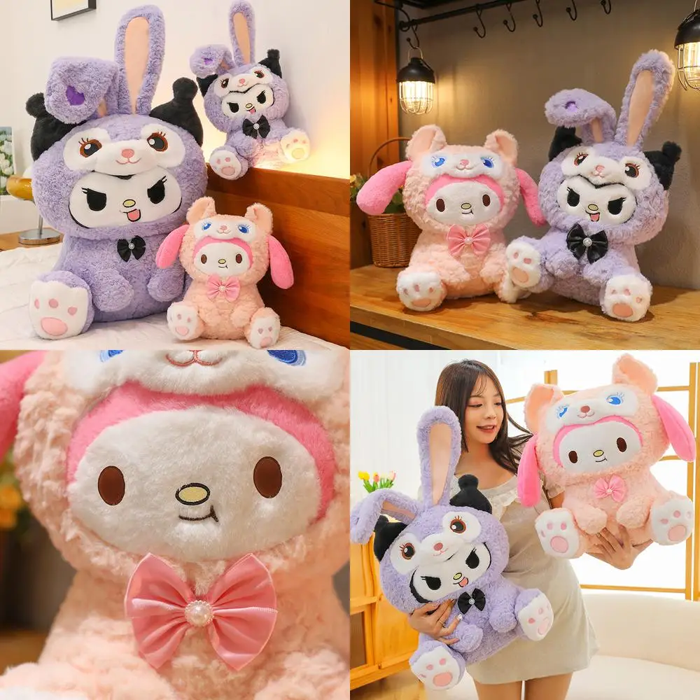 

Sanrio Kawaii Kuromi плюшевая игрушка милая наполненная кукла Melody Kuromi трансформация для девочек мультфильм чучело животных детский подарок на день рождения