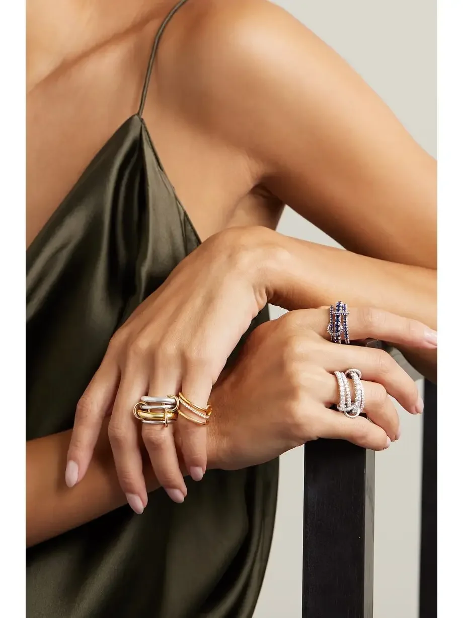 

2025 New Blue CZ Multi Pieces Stacking Band Rings for Women Micro Paved 5A CZ Full Finger Fashion Jewelr