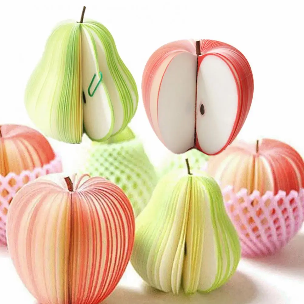 100 Pages Notes Pear Shape Sticky Fruit Shape Scratch Paper Notepads Desk Decor Office Supplies