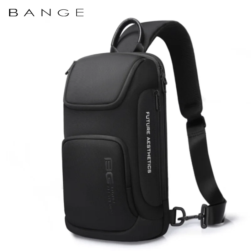 BANGE Large Capacity Men\'s Messenger Bag Ultralight and Portable Multi Pocket Waterproof Backpack Travel Chest Bag for 9.7\