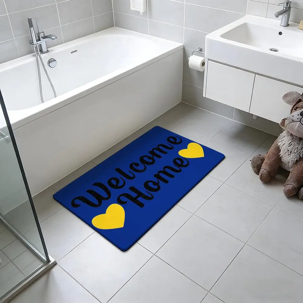 fashion W-Welcome Home Floor Mat Absorbent Floor Mat Non-Slip Entrance Rug for Bathrooms Restrooms and Toilets