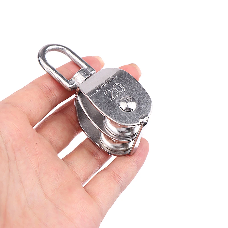 1PC 304 Stainless Steel M15 M20 M25 M32 Single Wheel Swivel Lifting Rope Pulley Set Lifting Wheel Tools Double Pulley Block