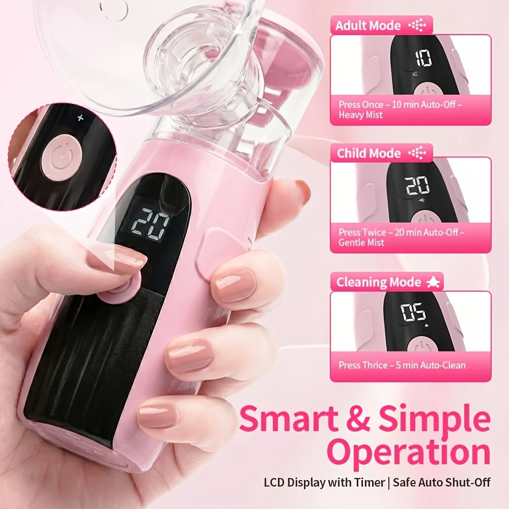 Mesh Nebulizer Portable Inhaler Machine Smart Timer Silent Atomizer for Kids Adult Rechargeable Home Medical Respiratory Care