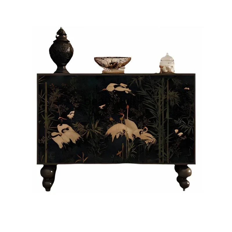 New Chinese French style entrance hall middle-aged style living room Wasabi style storage cabinet storage decorative cabinet