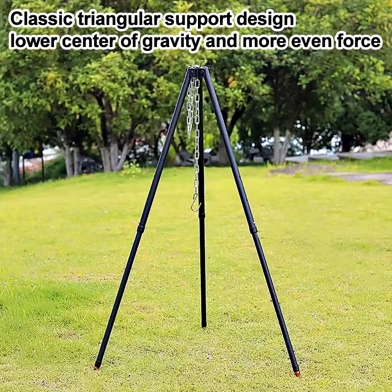 

Штатив для кемпинга, костра, подвесной горшок, уличная посуда, горшок для приготовления пищи, стойка для гриля, опора для барбекю, штатив из алюминиевого сплава