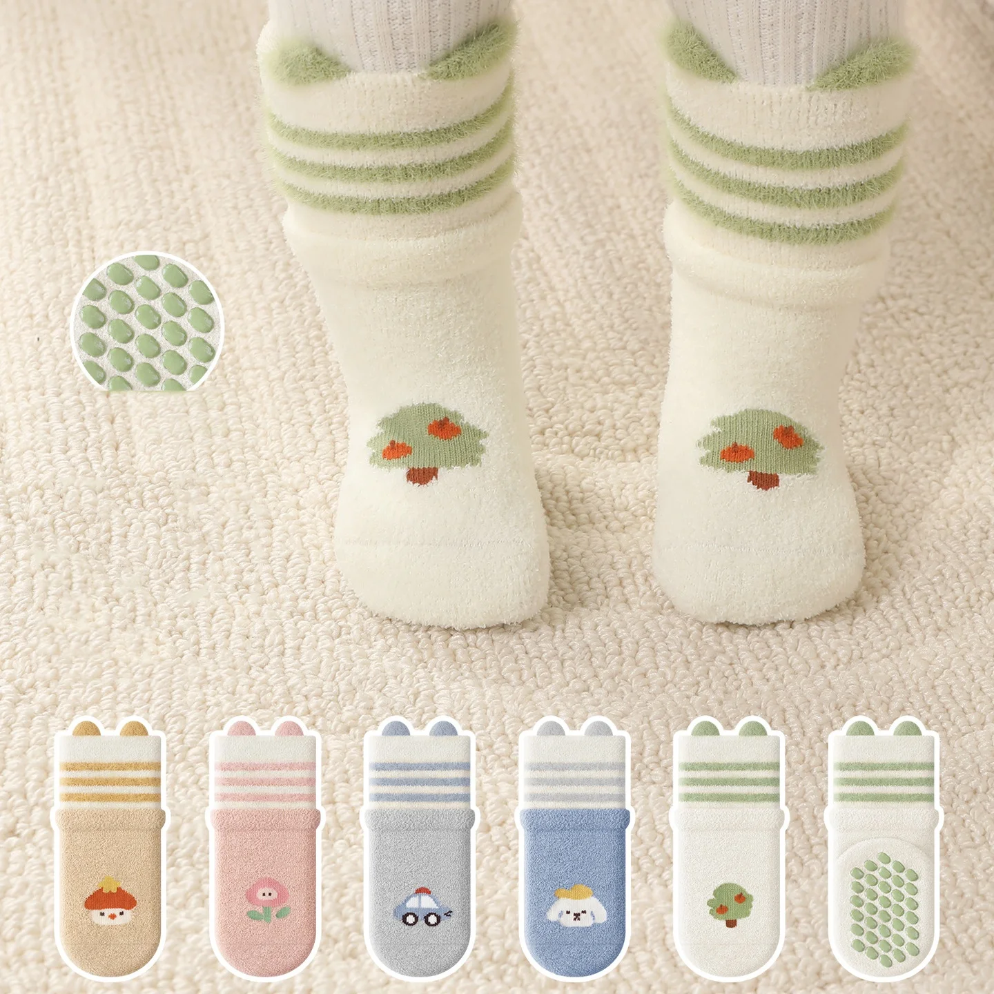

Cartoon Baby Floor Socks Winter Thickened Warm Indoor Kids Anti-slip Socks Toddler Boneless Walking Socks for Boys Girls 0-5Yrs