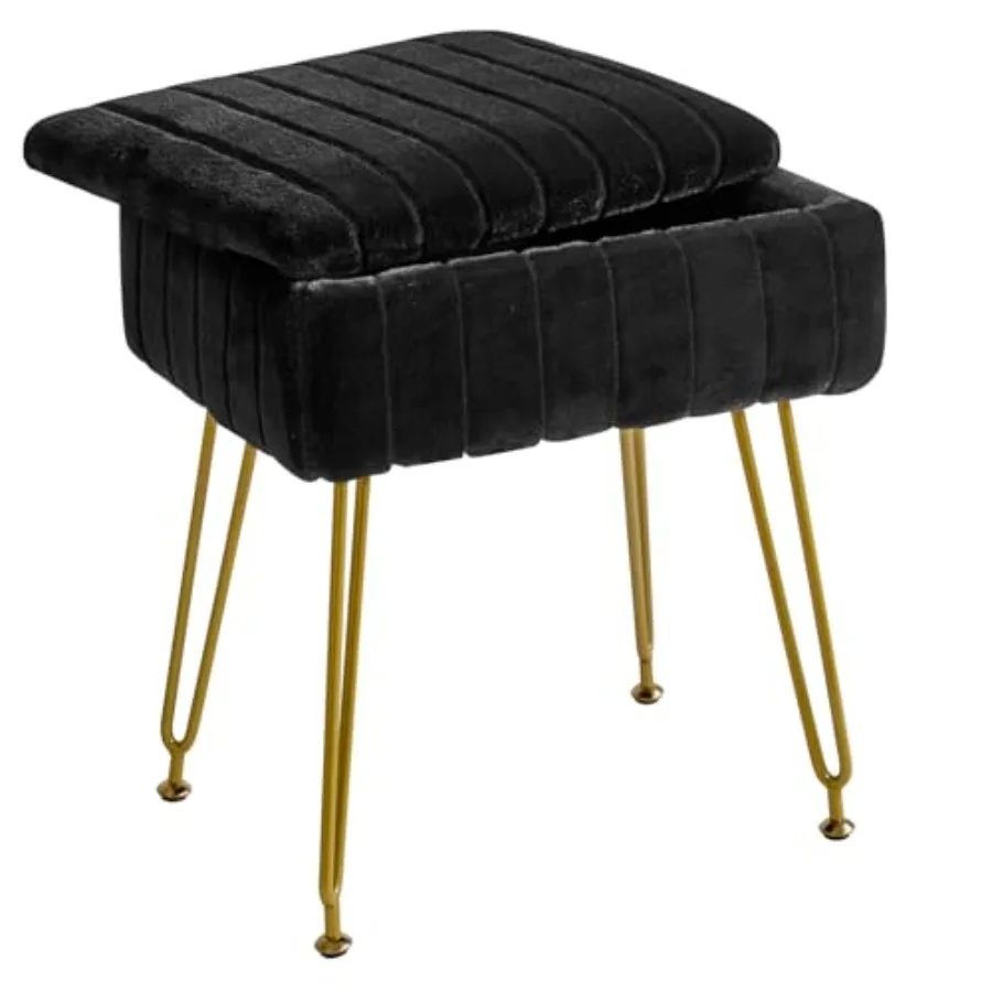 

Stool Chair Space Footrest Footstool Ottoman Small Side Table with 4 Metal Legs with Anti-Slip Feet for Makeup Room Bedroom Fau