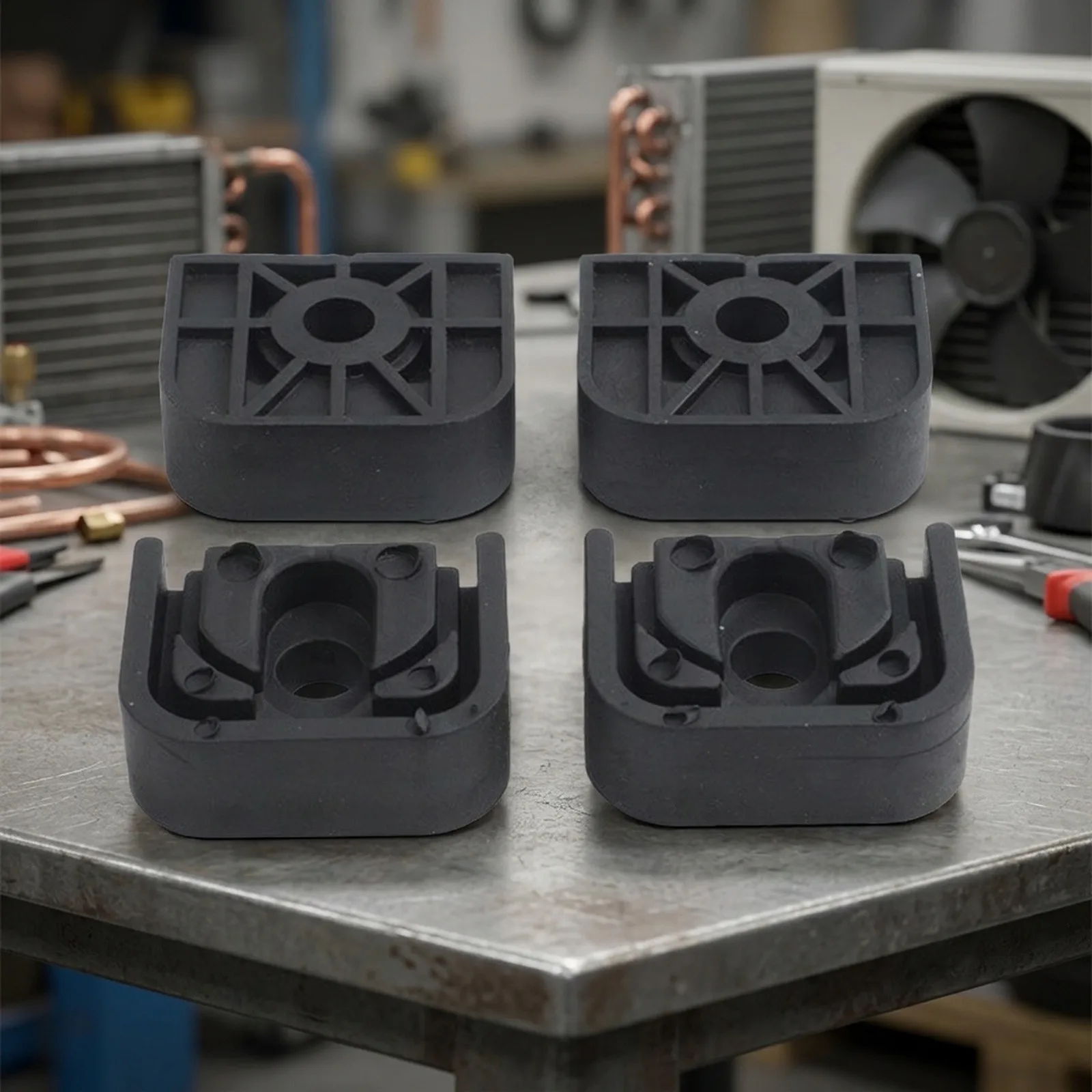 4 PCS Air Conditioner Outdoor Unit Vibration Damping Rubber Pads for Split Type AC Units Size 51x40x12.5mm to 39x51x17mm