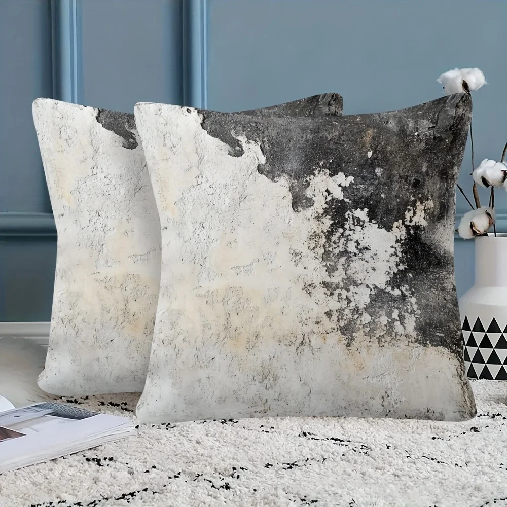 2pcs Wabi Sabi Distressed Concrete Texture Throw Pillow Covers Neutral Tone Decorative Cushion Cases for Home Sofa Bedroom