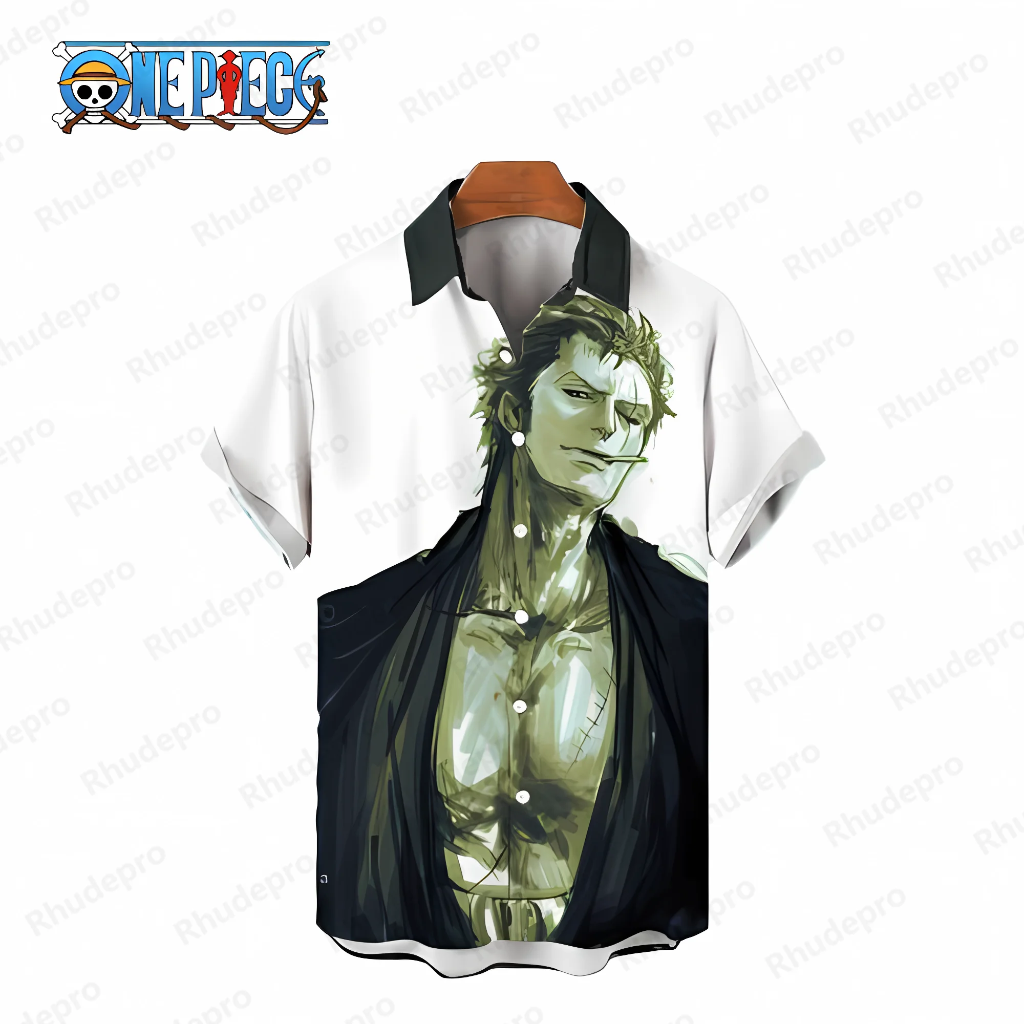 Monkey D Luffy Social Shirt Streetwear One Piece Man Clothes Short Sleeve Men Shirts Blouse Leisure Tops Zoro Blouses Oversized