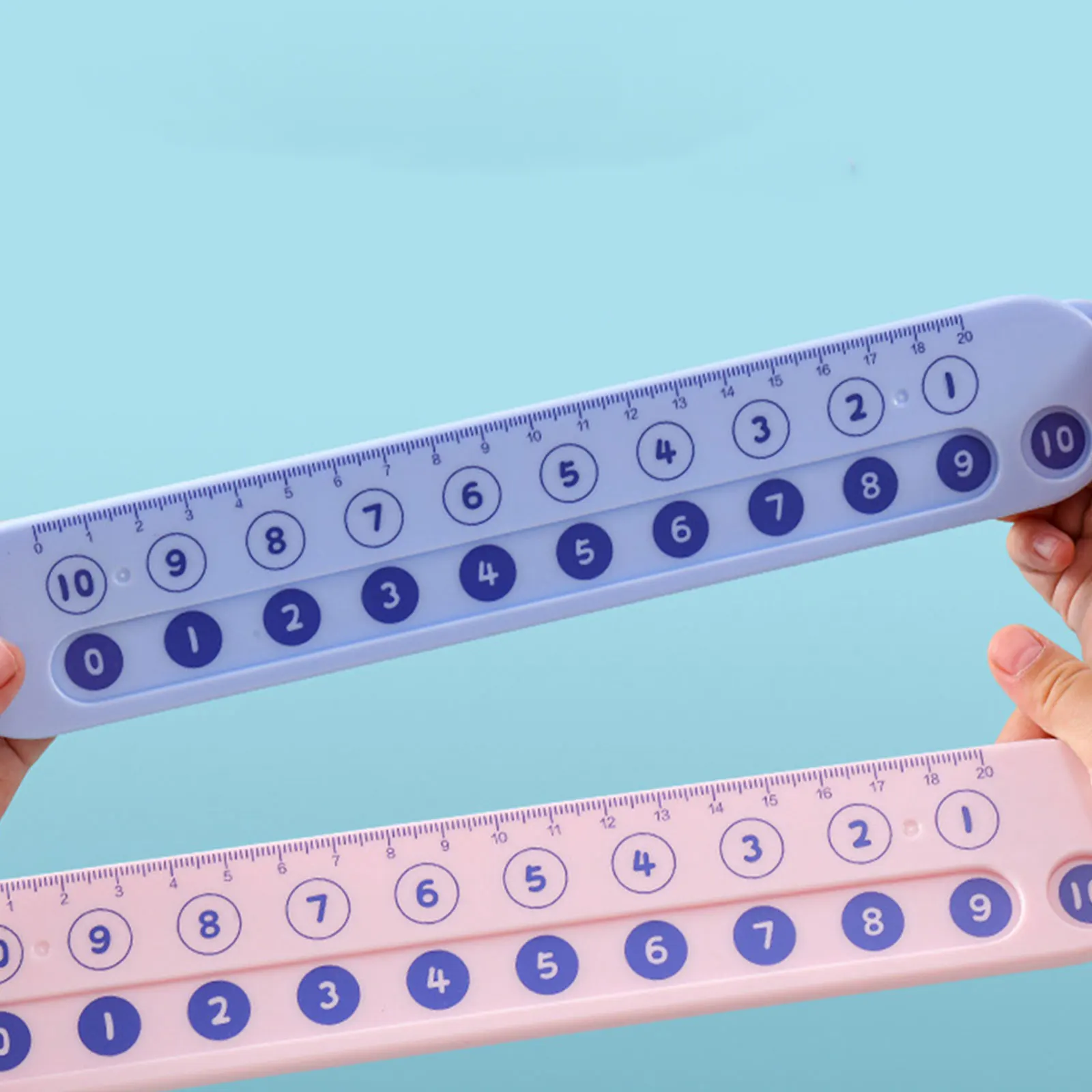 

2pcs Arithmetic Teaching Ruler Kids Math Tool Addition Subtraction For Preschool Classroom Pink Measurement