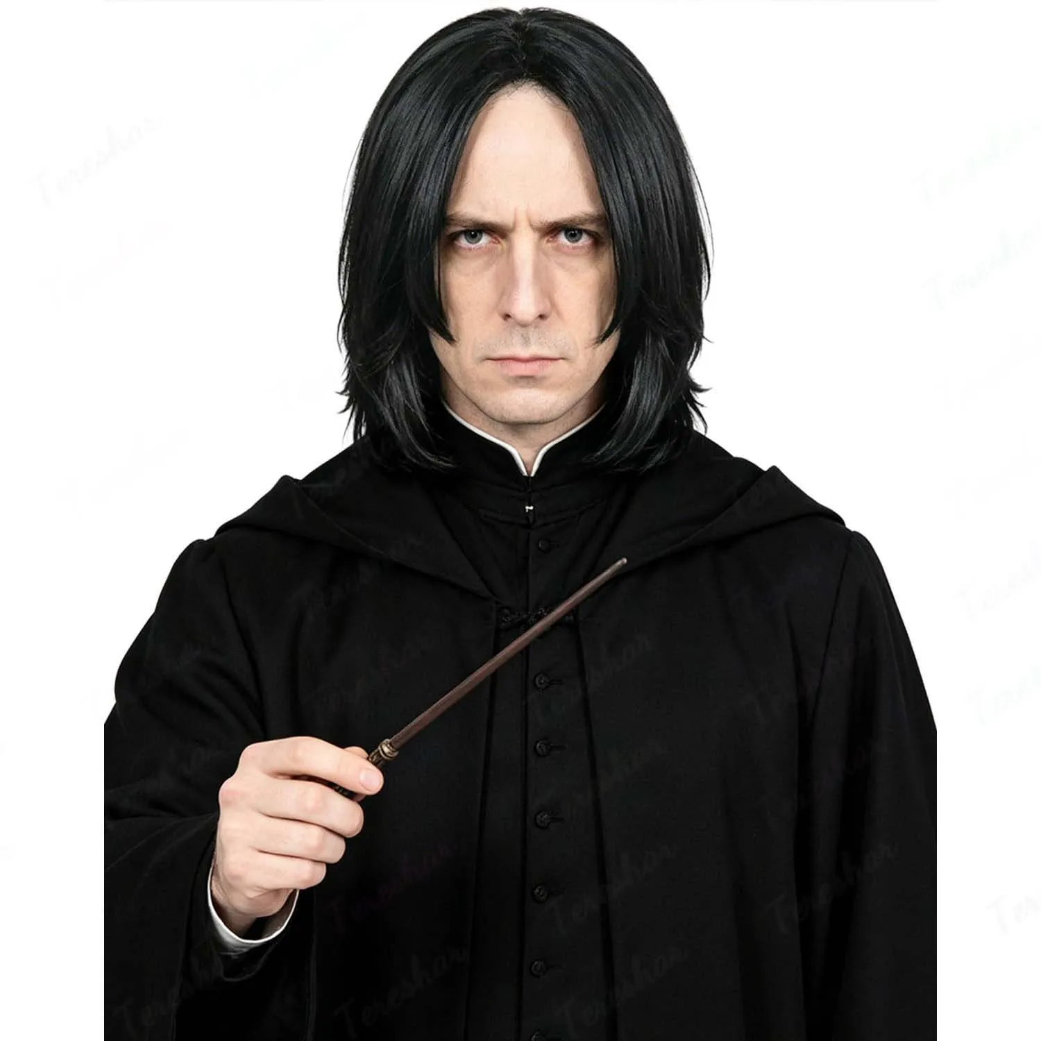 Synthetic Dark Professor Severus Wizard Costume Men Wig Long Black Snape Wigs for Adults Cospaly Halloween Party Anime Use