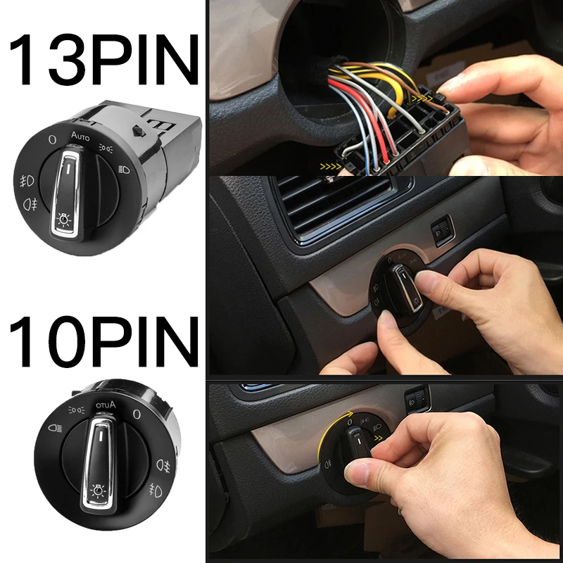 

Automatic Headlight Switch 10PIN 13PIN Fog Light For Volkswagen Golf MK4 Jetta Passat B5 Bora Polo Auto Lighting Accessories