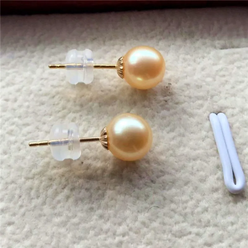 

Серьги с жемчугом 7-8 мм, серьги с золотым жемчугом, универсальный базовый дизайн