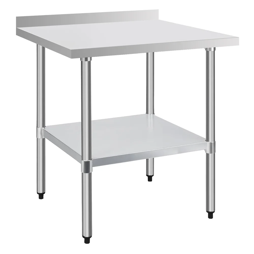 

30" x 30" 18-Gauge Stainless Steel Commercial Work Table with 4" Backsplash and Undershelf