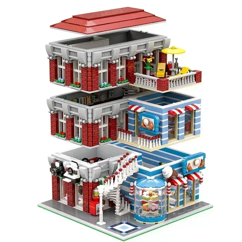 Moc Bouwstenen Stad Street View Model Hoek Gebouw Technologie Modulaire Blokken Geschenken Kerst Speelgoed DIY Sets Montage