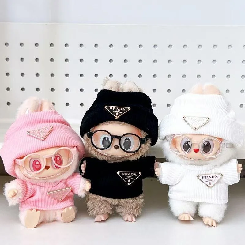 Zestaw ubranek dla lalki Labubu 15-17 cm: luksusowe ogrodniczki, kapelusz, pluszowe ubranka dla lalek, akcesoria do przebierania, zabawki DIY.