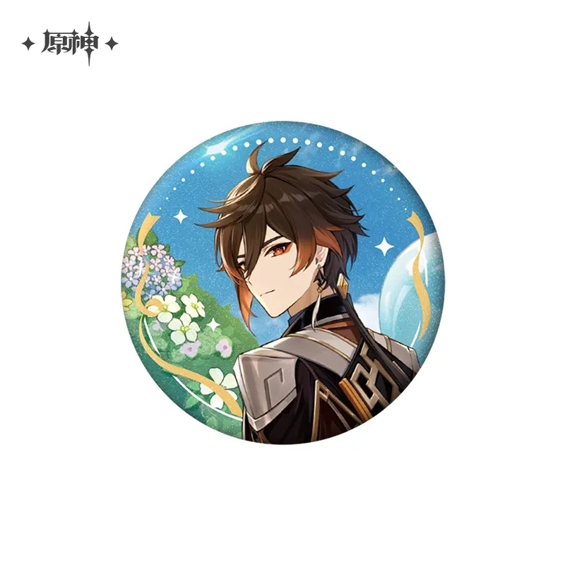 [Echte] Game Genshin Impact Jubileumviering Serie 65Mm Blikken Badge Cosplay Anime Personage Mode Broche Kids Cadeau