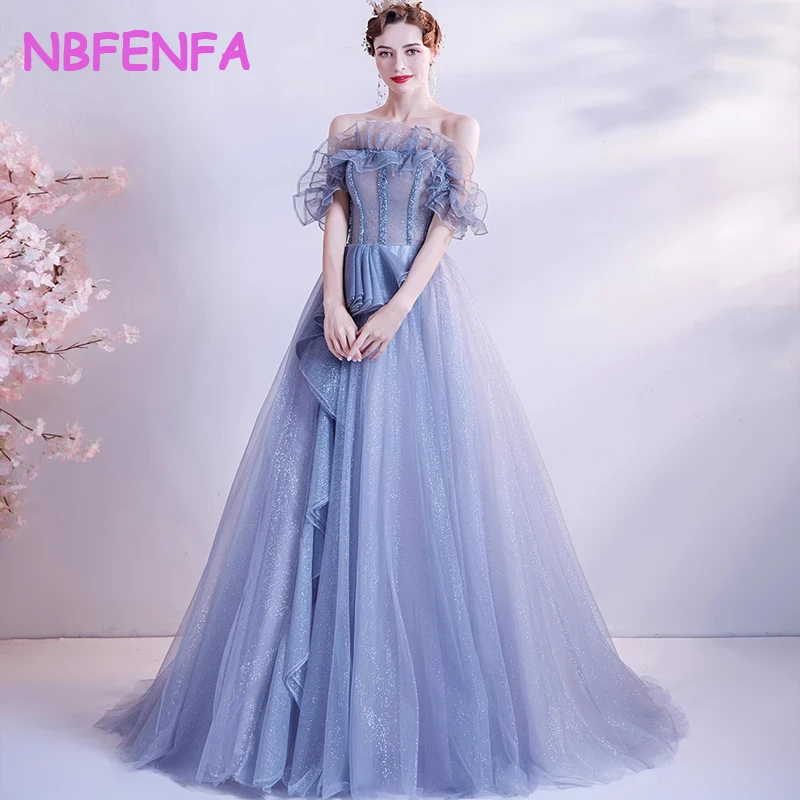 French Luxury Gradient Prom Dresses Off Shoulder 2024 Elegant Long Prom Evening Guest Party Women Dresses For Formal Occasions