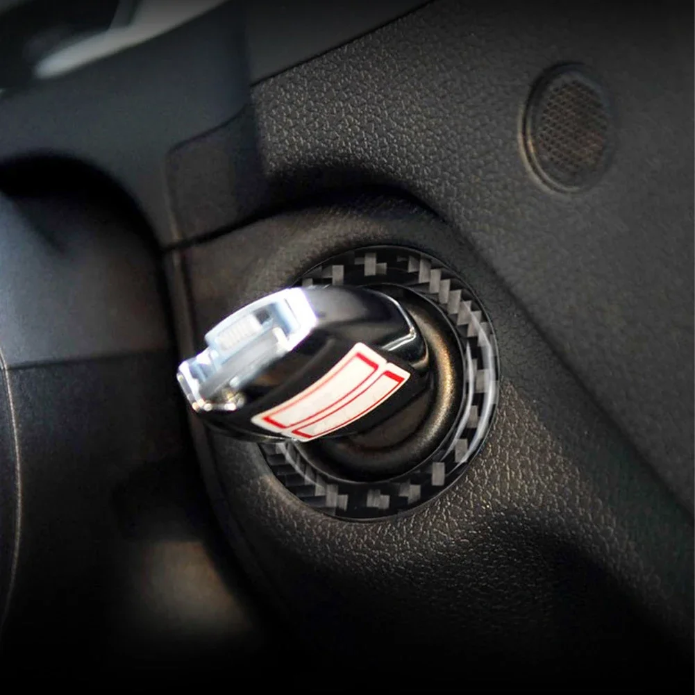Carbon Fiber For Mercedes Benz W203 W204 W212 A B C E Class GLA CLA GLC SLK Car Ignition Switch Key Hole Ring Trim Stickers