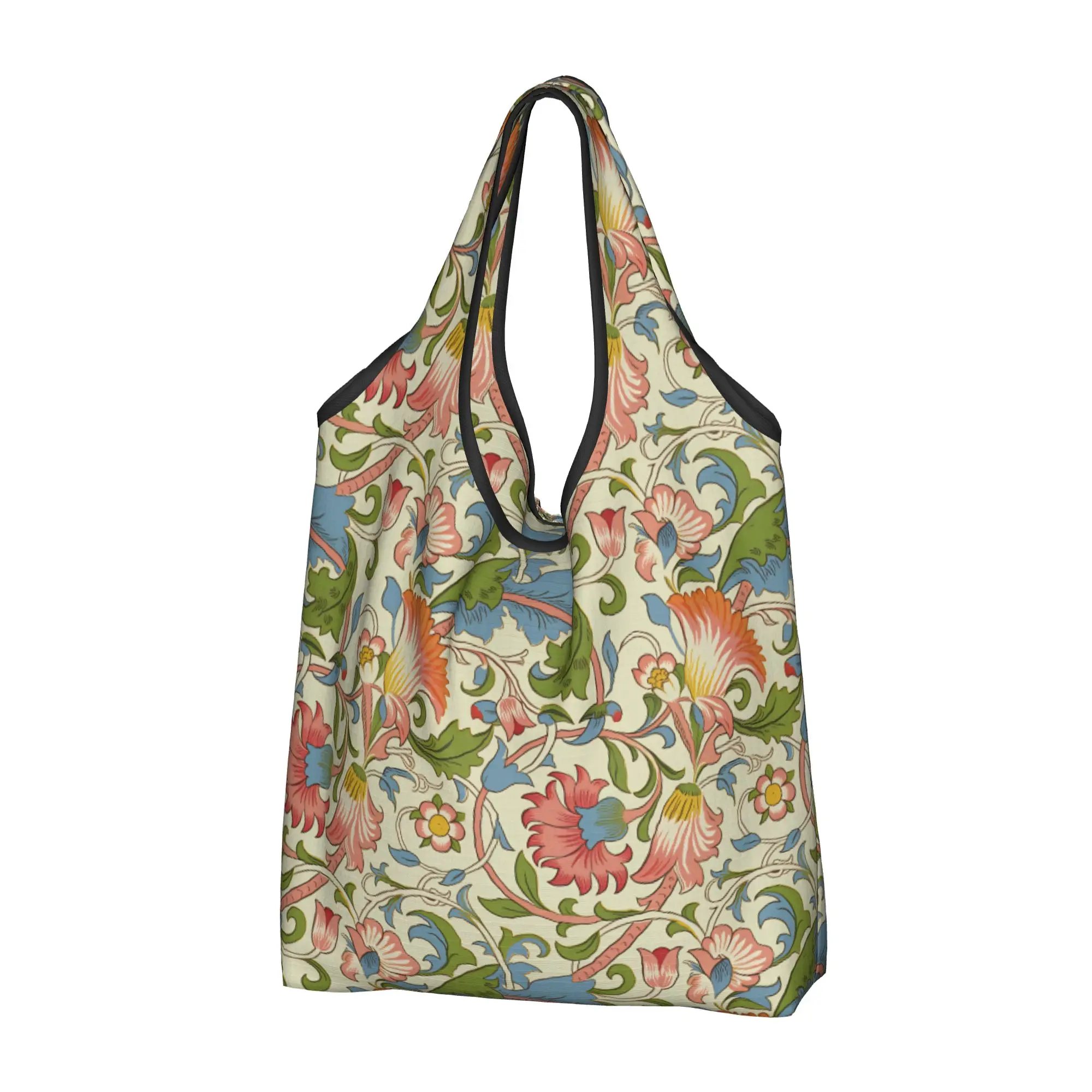 Custom William Morris Lodden Shopping Bags Women Portable Big Capacity Grocery  Shopper Tote Bags