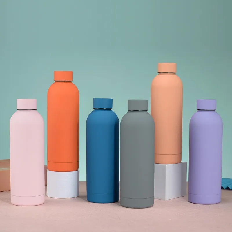 

Double-layer Stainless Steel 304 Insulated Cup with Rubber Coating Small Mouth Portable Outdoor Hiking and Cycling Water Bottle