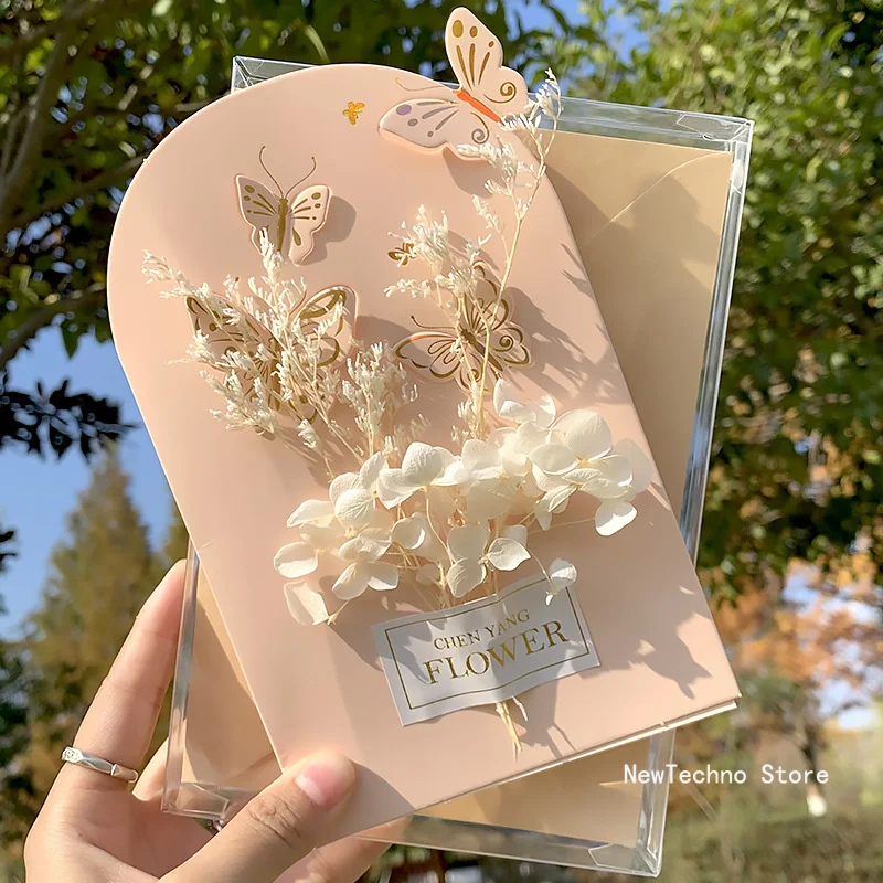 

Mother's Day greeting cards envelope box DIY can stand two fold card ins style high-end three-dimensional butterfly card gift