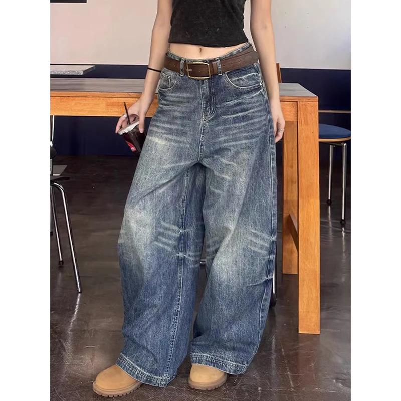 

Blue Gothic Y2k Baggy Jeans Women Harajuku Vintage Emo Denim Trouser Aesthetic 2000s Style Oversize Boyfriend Jeans Pants Autumn