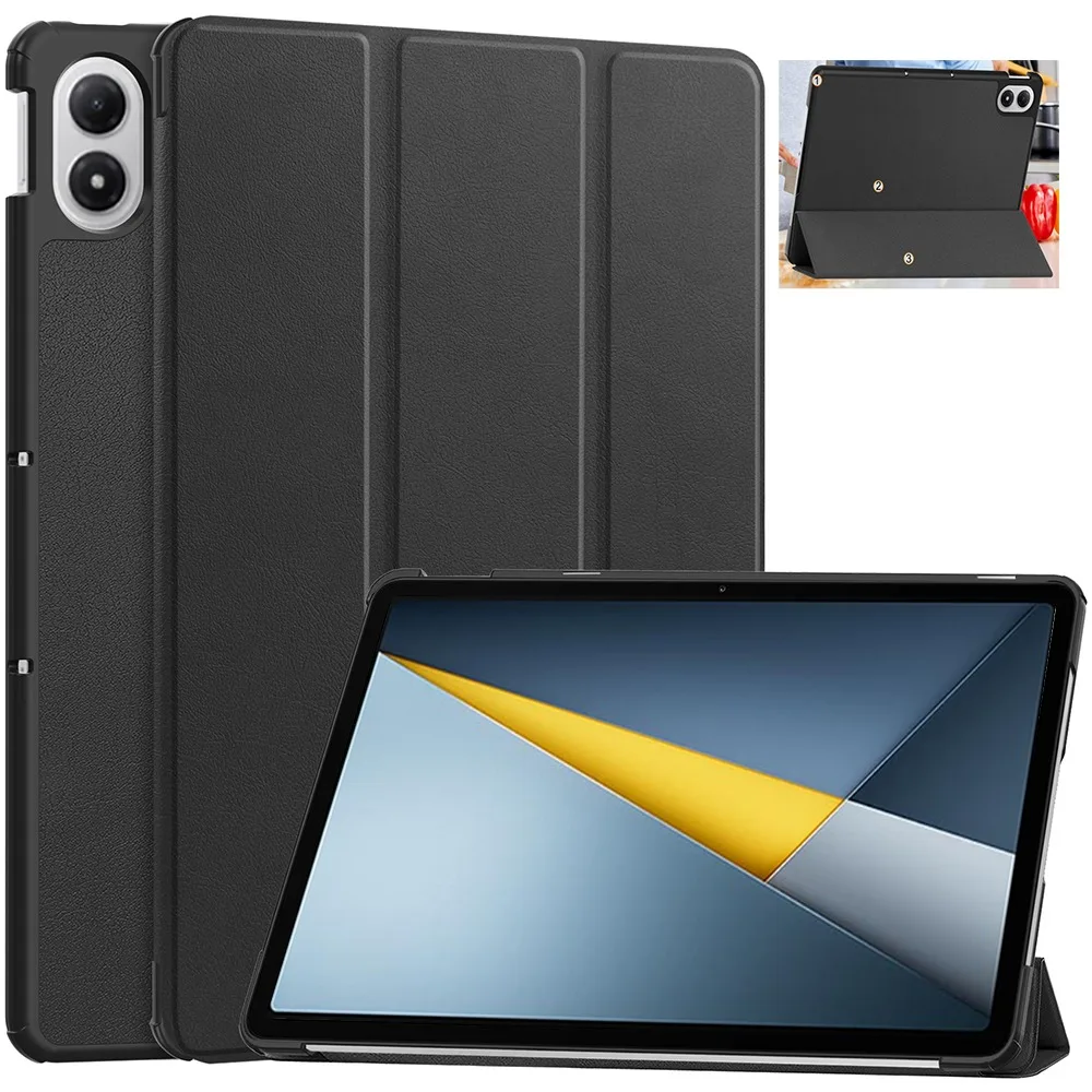 Подходящий чехол для Xiaomi Poco Pad M1 2025 12,1 дюйма, откидная крышка из искусственной кожи, тройная подставка, жесткая задняя крышка, чехлы для планшетов с автоматическим режимом сна/пробуждения Подходящий чехол для Xiaomi Poco Pad M1 2025 12,1 дюйма, откидная крышка из искусственной кожи, тройная подставка, жесткая задняя крышка, чехлы для планшетов с автоматическим режимом сна/пробуждения