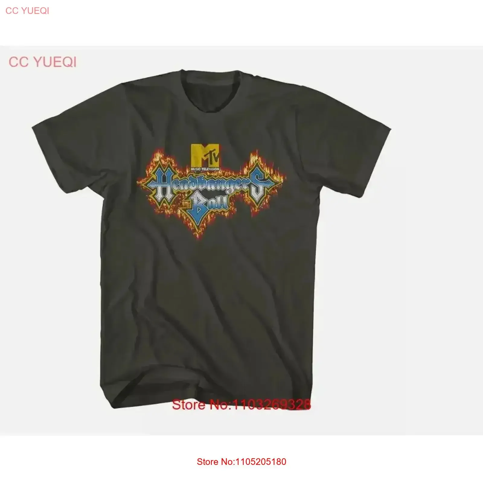 MTV Headbangers Ball Fire Logo Smoke T Shirt vintage Washed Top For Everyday Wear fashion Casual Slightly Stylish Breathable