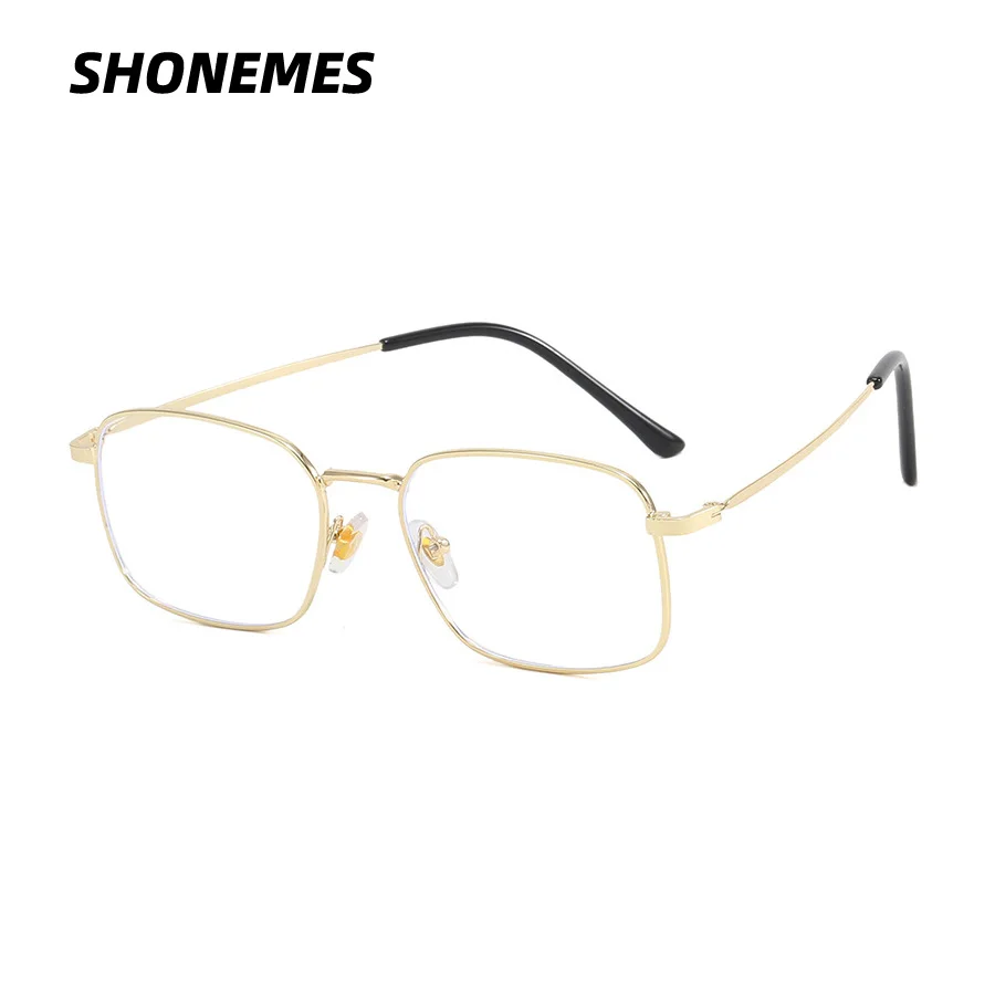 SHONEMES Retro Square Glasses Anti Blue Light Eyeglasses Metal Frame Optical Computer Eyewear for Men