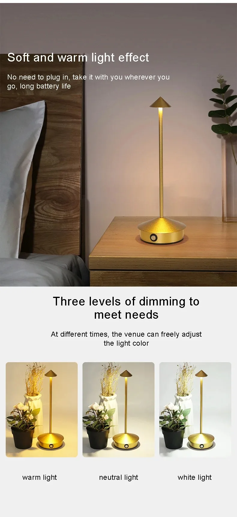GGbingo Dimmbare Tischlampe Kreative Touch-LED-Kaffeetischlampe Lampada Da Tavolo Dekor Typ-C Schreibtischlampe Wiederaufladbar – Detail 6