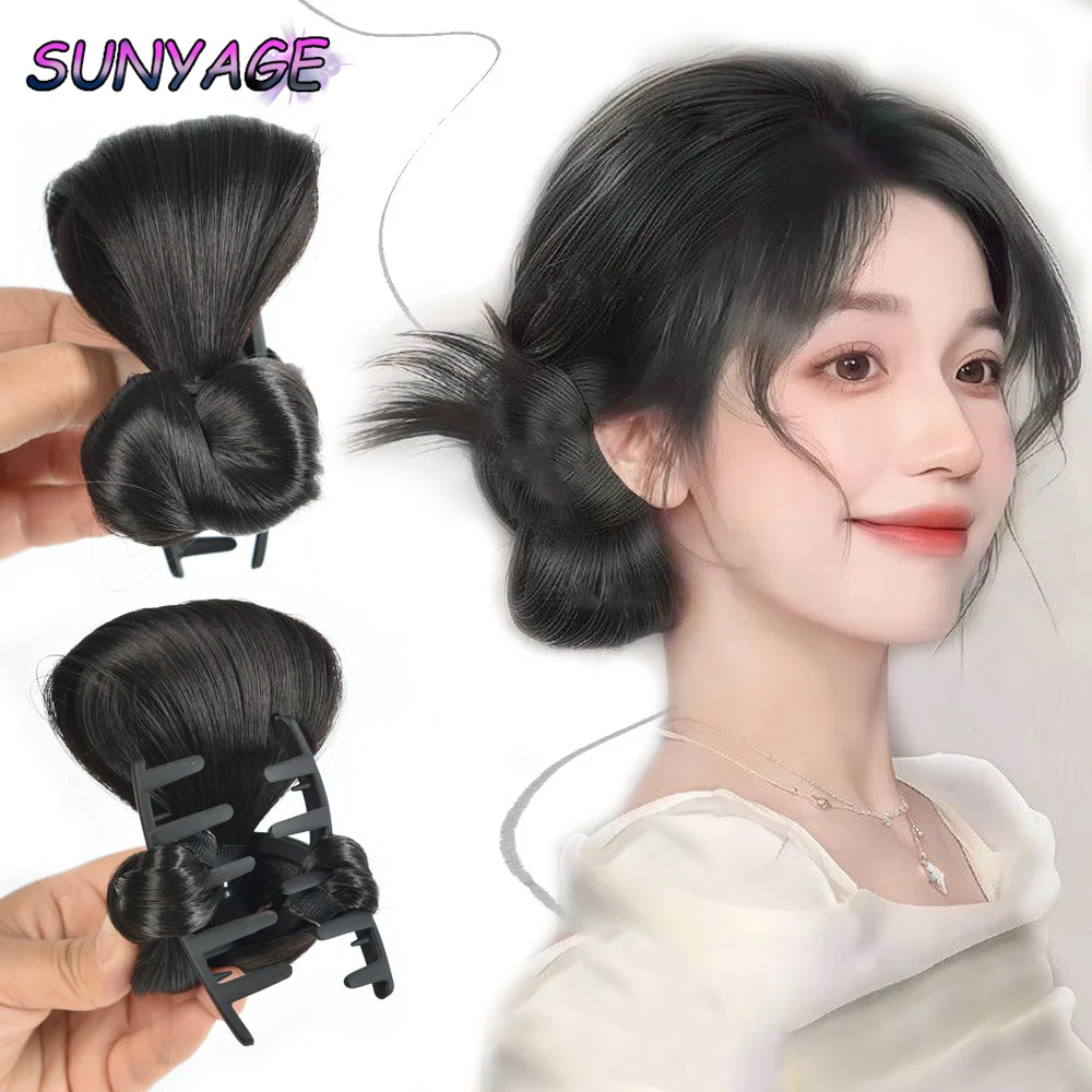 

Synthetic Clamp Type Loop Hairstyle with Claw Clip Horsetail Hair Extensions with Stylish and Natural Steering Head for Women
