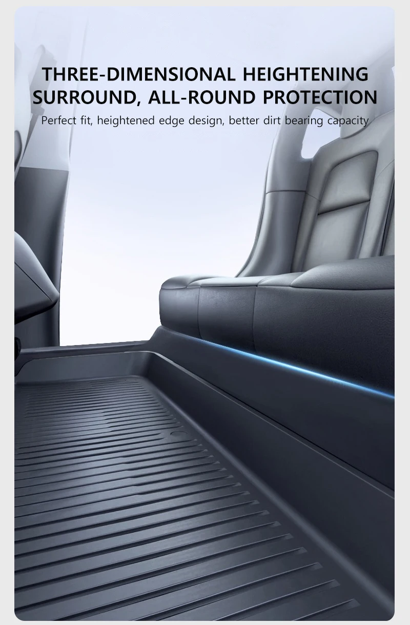 TPE-Auto-Fußmatten für Tesla Model Y Juniper 2025 2026, Allwetter-Doppelschicht-Teppiche, geruchlos, Kofferraumpolster, Rücksitzschutz – Detail 8