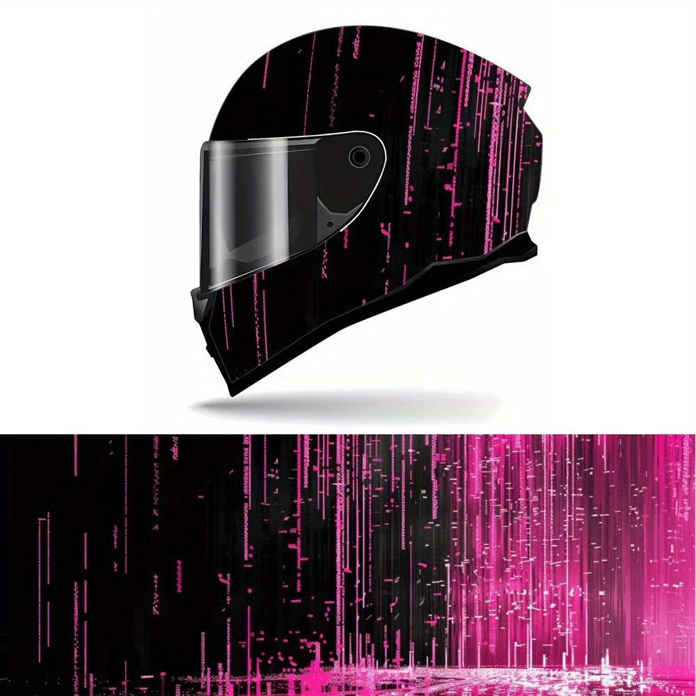 

Pink Data Stream Pattern Helmet Vinyl Wrap, Waterproof Removable Decals for Motorcycle Bike Helmets, Anti-Scratch Universal Fit,