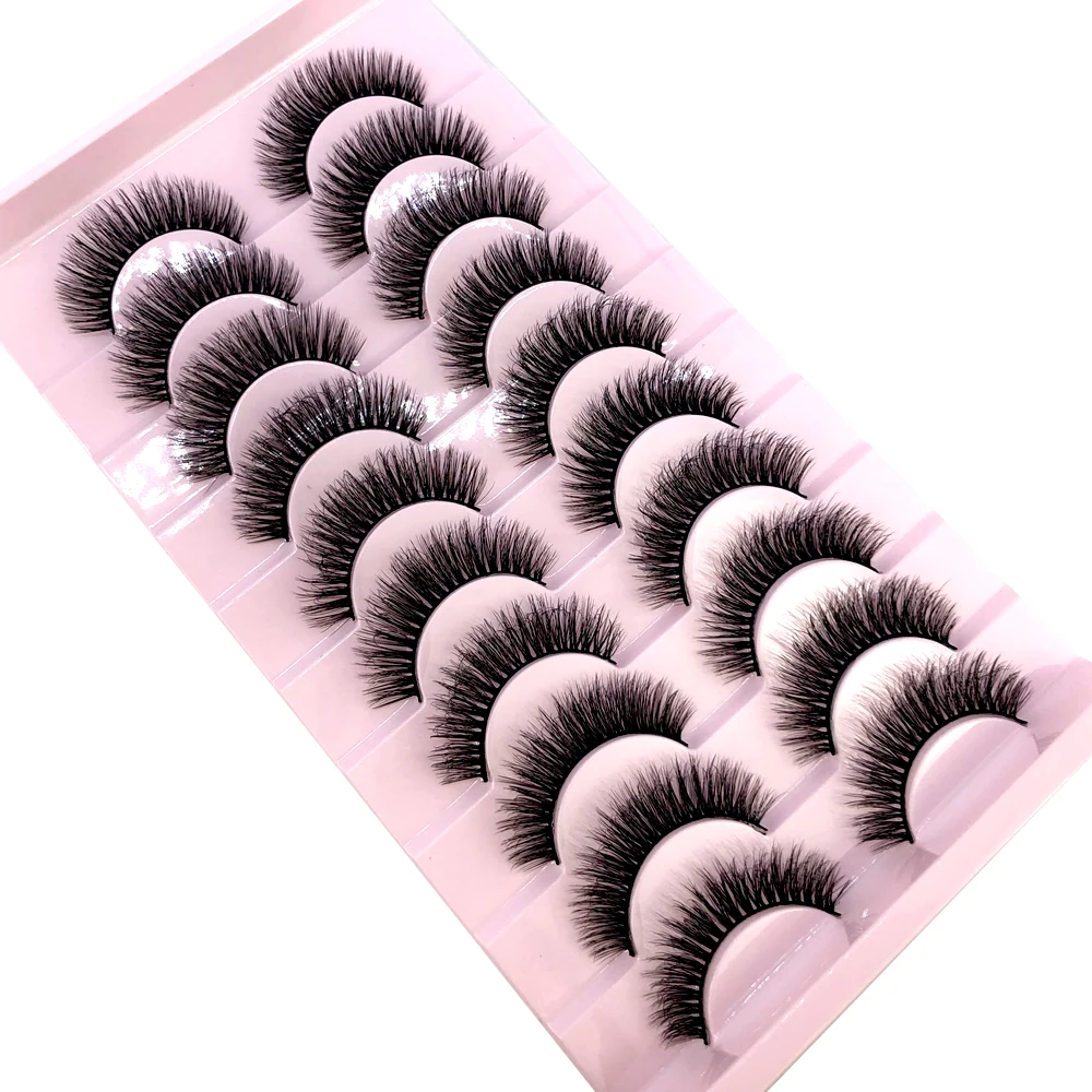 Neue 10 Paar 3D Faux Nerz Haar Falsche Wimpern Natürliche Unordentliche Wimpern Kreuzmuster Wispy Flauschige Wimpern Verlängerung Augen Make-Up-Tools – Detail 2
