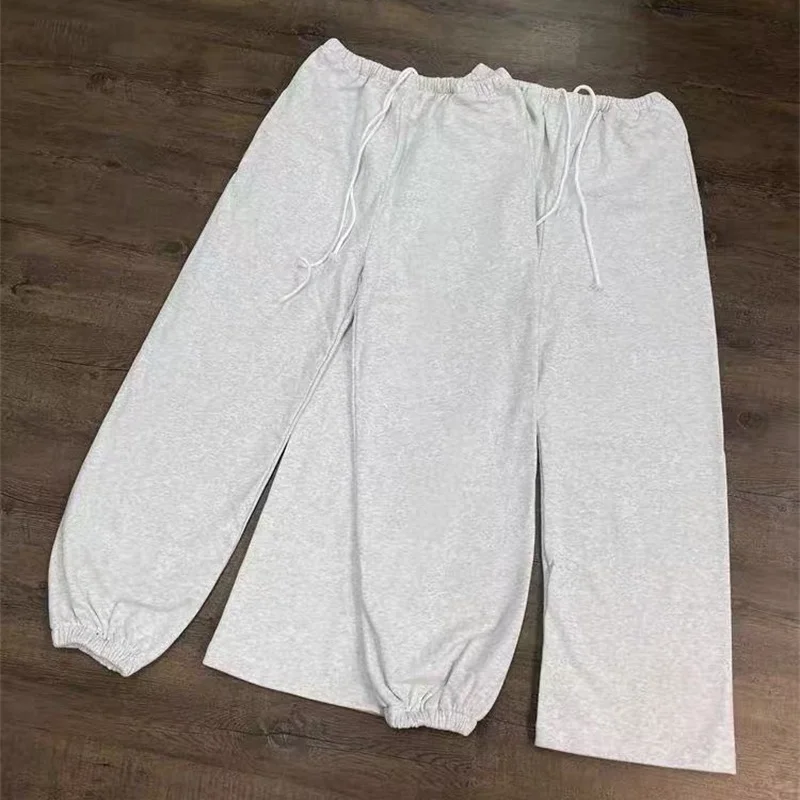

Casual Men Women Premium Quality Solid Color West Kanye Sweatpants Loose Fall Winter 100% Cotton Drawstring Gray YZY Sweatpants