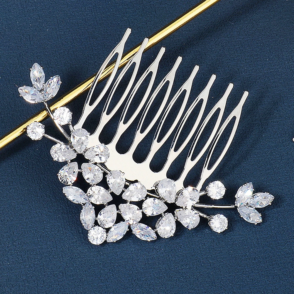 

Water Drop Zircon Hair Comb Bridal Headpiece Wedding Headdress Lightweight Rhinestone Design Party Festival Dance Accessory