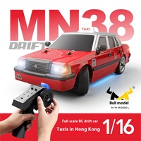 MN MODEL MN38 1/16 2.4G Remote Control Vehicle HongKong Taxi Controllable Atmosphere Lamp Simulated Drift Car Toys for Children