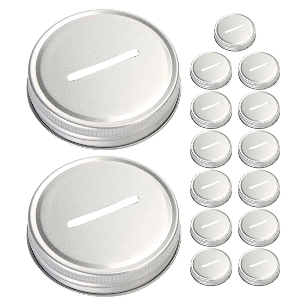 15 Pcs Piggy Bank Lid Ball Wide Mouth Lids Slot Cover Coin Money Jar Caps Tinplate Small