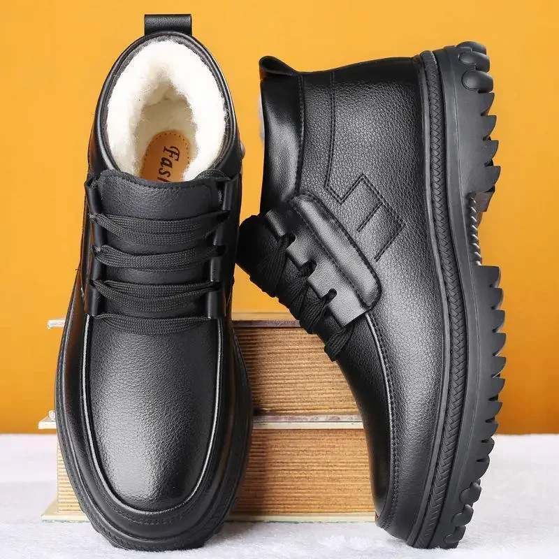 

Warm Cold Proof Platform Male Winter Shoes Casual Men's Snow Boots Original Deals High Quality Luxury Fleece Thick Plush Fashion