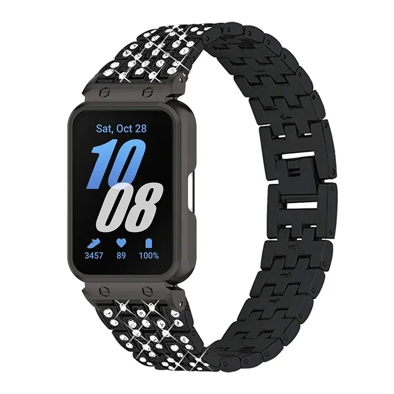 Diamond Bracelet for Samsung Galaxy Fit 3 Metal Strap Case Protector for samsung galaxy fit 3 Watchband Protective Shell Cover