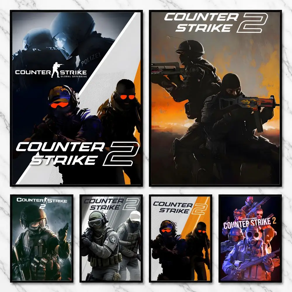 Counter Strike FPS Game Tactical Shooting Competition Poster Modern Self Adhesive Wall Art Prints for Bedroom Living Room