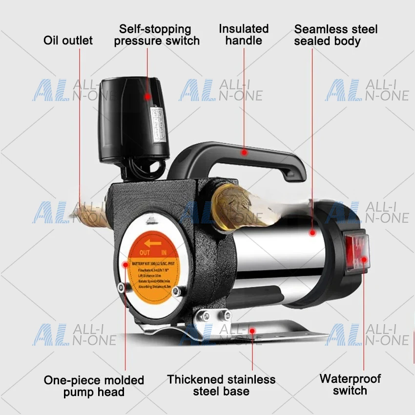 12V/24V/220V Fuel Transfer Pump For 990W Self-Priming Pump Automatically Stop Electric Oil Pump Fuel Dispense