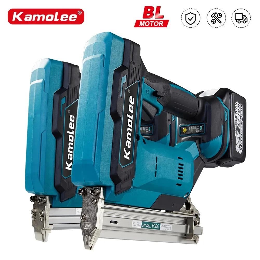 

Kamolee Brushless 1022J Electric Concrete Nail Gun F30 Stapler Nailer Woodworking Lithium Battery For Makita